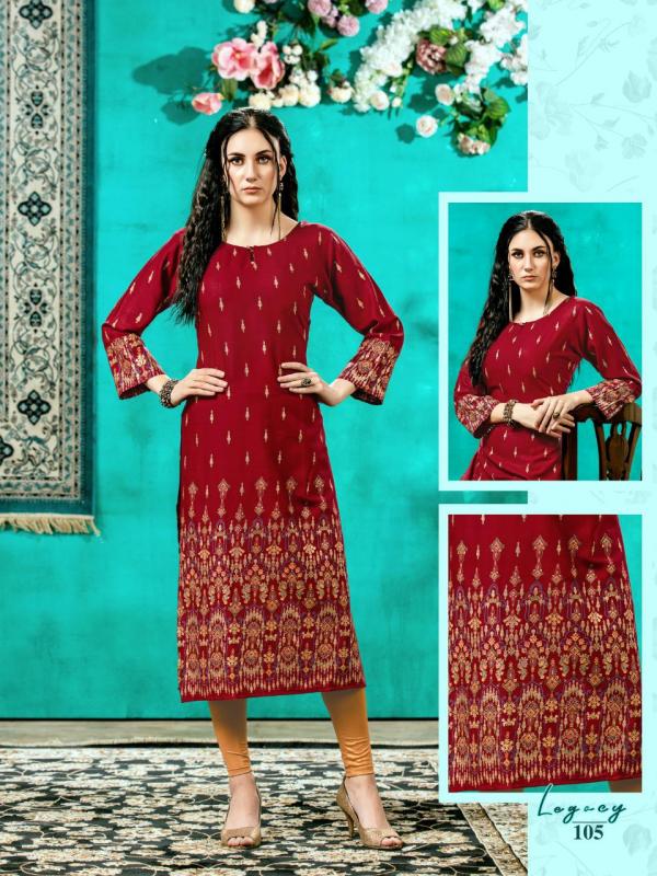 Legacy Fancy Rayon Gold Print Kurti